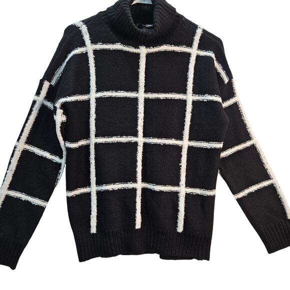 Alison Andrew's Black White Checked Sweater Turtleneck Size Small NWT Classic - Picture 4 of 8
